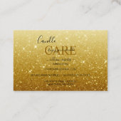 Moderne Gold Glitter Candle Care Visitekaartje (Achterkant)
