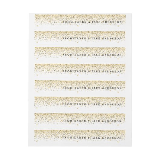Moderne Gold Glitter-Confetti en naam Omwikkelbaar Adreslabel (Vel)