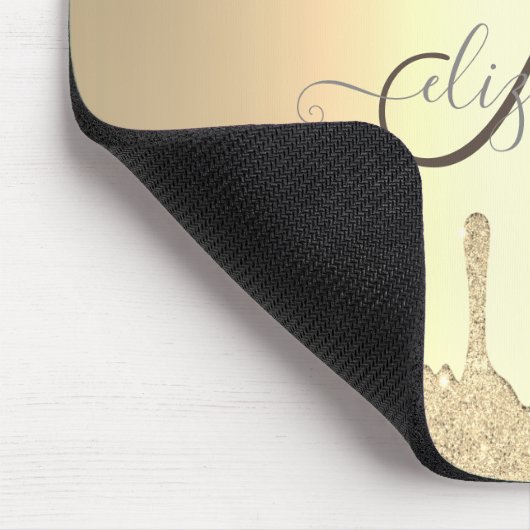 Moderne Gold Glitter Drift Gold Monogram Muismat (Hoek)