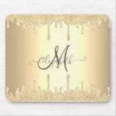 Moderne Gold Glitter Drift Gold Monogram Muismat (Voorkant)