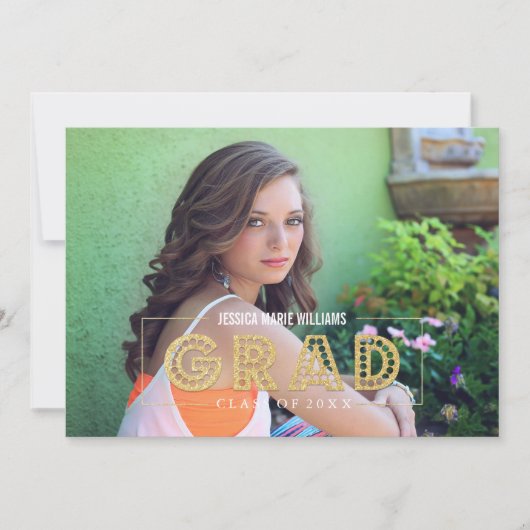 Moderne Gold Glitter Graduation Invitations Kaart (Voorkant)