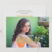 Moderne Gold Glitter Graduation Invitations Kaart (Voorkant / Achterkant)