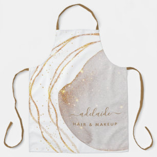 Moderne Gold Glitter Hair Stylist Script Naam Schort