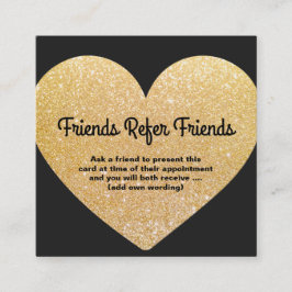 Moderne Gold Glitter Heart-klantenverwijzingskaart Aanbevelingskaartje