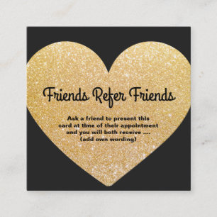 Moderne Gold Glitter Heart-klantenverwijzingskaart Aanbevelingskaartje