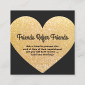 Moderne Gold Glitter Heart-klantenverwijzingskaart Aanbevelingskaartje (Voorkant)