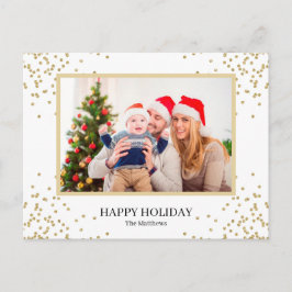 Moderne Gold Glitter Holiday Familie Foto Briefkaa Briefkaart