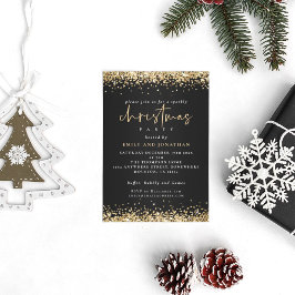Moderne Gold Glitter-kerstfeestdag - zwart Kaart