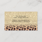 Moderne Gold Glitter Leopard Print Beauty Salon Visitekaartje (Achterkant)