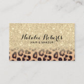Moderne Gold Glitter Leopard Print Beauty Salon Visitekaartje (Voorkant)