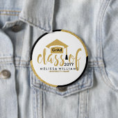 Moderne Gold Glitter Modern Text Class of 2016 Ronde Button 4,0 Cm (In situ)