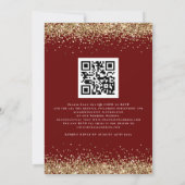 Moderne Gold Glitter QR Code Weddenschap Bourgogne Kaart (Achterkant)