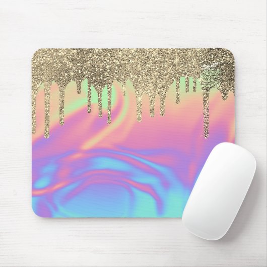 Moderne Gold Glitter-schijven Ombre Holographic Muismat (Met muis)