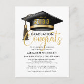 Moderne Gold Glitter Script Minimalist AFSTUDEERDE Aankondigingskaart (Voorkant)