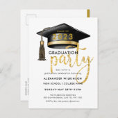 Moderne Gold Glitter Script Simple AFSTUDEERDER Pa Uitnodiging Briefkaart (Voorkant / Achterkant)
