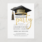 Moderne Gold Glitter Script Simple AFSTUDEERDER Pa Uitnodiging Briefkaart (Voorkant)