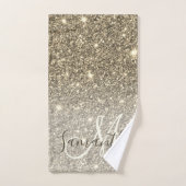 Moderne Gold Glitter Sparkles Personalized Name Bad Handdoek (Handdoek)