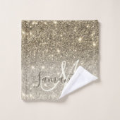 Moderne Gold Glitter Sparkles Personalized Name Bad Handdoek (Wasdoekje)