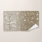 Moderne Gold Glitter Sparkles Personalized Name Bad Handdoek (Handdoek)