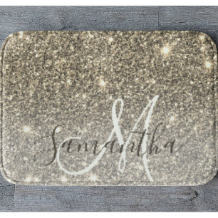 Moderne Gold Glitter Sparkles Personalized Name Badmat