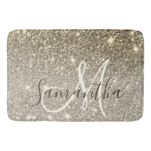 Moderne Gold Glitter Sparkles Personalized Name Badmat (Voorkant)