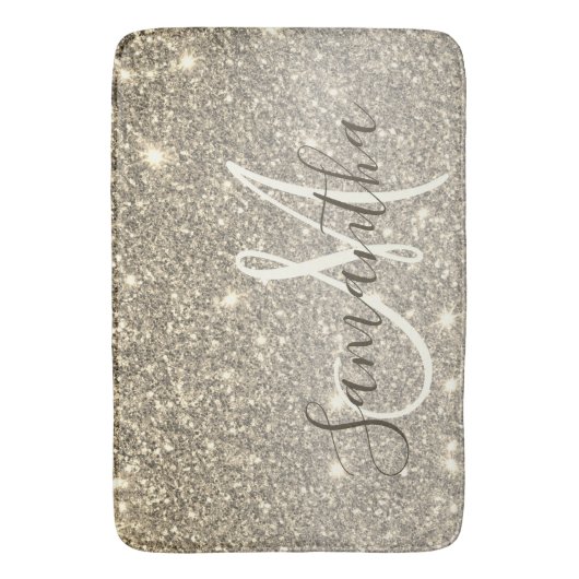 Moderne Gold Glitter Sparkles Personalized Name Badmat (Voorkant Verticaal)