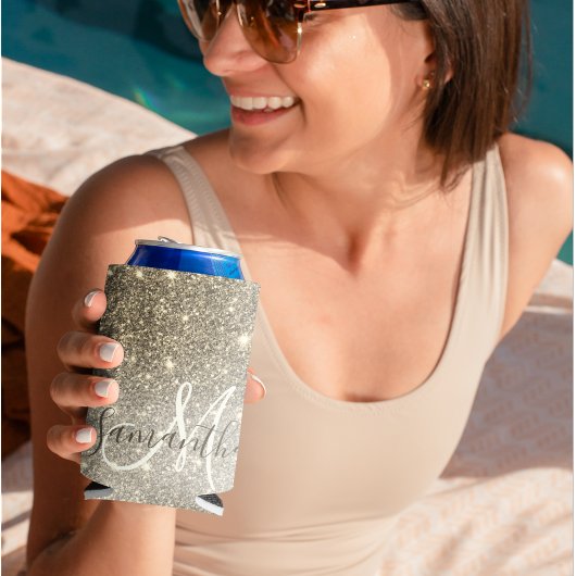 Moderne Gold Glitter Sparkles Personalized Name Blikjeskoeler