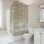 Moderne Gold Glitter Sparkles Personalized Name Douchegordijn (In situ)
