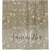 Moderne Gold Glitter Sparkles Personalized Name Douchegordijn (Voorkant)