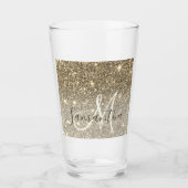 Moderne Gold Glitter Sparkles Personalized Name Glas (Voorkant)