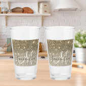 Moderne Gold Glitter Sparkles Personalized Name Glas