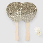 Moderne Gold Glitter Sparkles Personalized Name Handwaaier (Voorkant en achterkant)