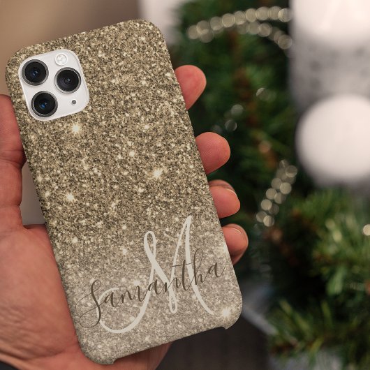 Moderne Gold Glitter Sparkles Personalized Name iPhone Hoesje
