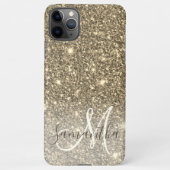 Moderne Gold Glitter Sparkles Personalized Name iPhone Hoesje (Achterkant)