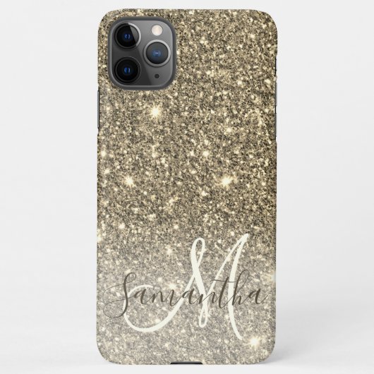 Moderne Gold Glitter Sparkles Personalized Name iPhone Hoesje (Achterkant)