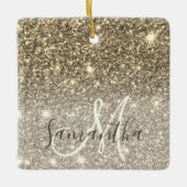 Moderne Gold Glitter Sparkles Personalized Name Keramisch Ornament (Voorkant)