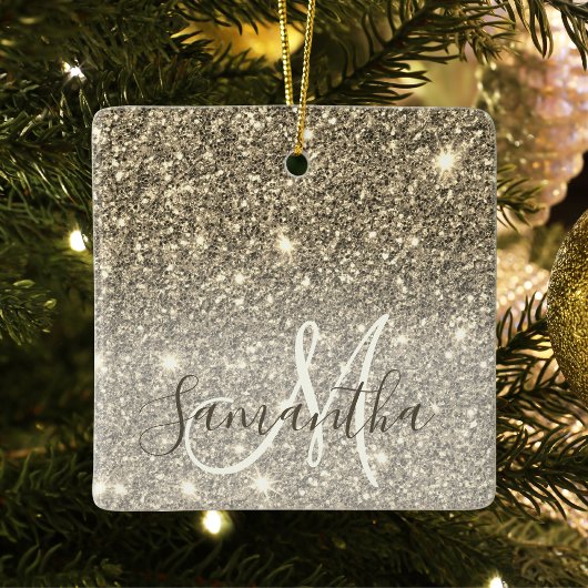 Moderne Gold Glitter Sparkles Personalized Name Keramisch Ornament