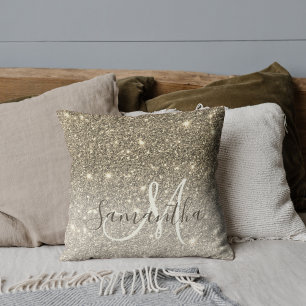Moderne Gold Glitter Sparkles Personalized Name Kussen