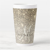 Moderne Gold Glitter Sparkles Personalized Name Latte Mok (Voorkant)