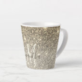 Moderne Gold Glitter Sparkles Personalized Name Latte Mok (Rechterhoek)
