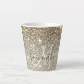 Moderne Gold Glitter Sparkles Personalized Name Latte Mok (Voorkant)