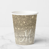 Moderne Gold Glitter Sparkles Personalized Name Papieren Bekers (Achterkant)