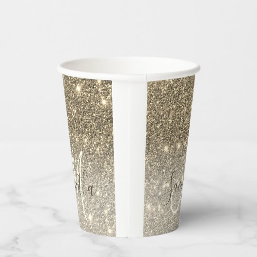 Moderne Gold Glitter Sparkles Personalized Name Papieren Bekers (Rechts)