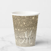 Moderne Gold Glitter Sparkles Personalized Name Papieren Bekers (Voorkant)