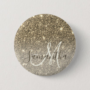 Moderne Gold Glitter Sparkles Personalized Name Ronde Button 5,7 Cm