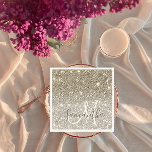 Moderne Gold Glitter Sparkles Personalized Name Servet