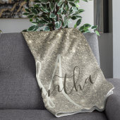 Moderne Gold Glitter Sparkles Personalized Name Sherpa Deken