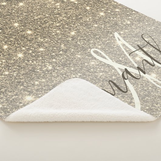 Moderne Gold Glitter Sparkles Personalized Name Sherpa Deken (3/4)