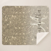 Moderne Gold Glitter Sparkles Personalized Name Sherpa Deken (Voorkant (horizontaal))