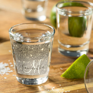 Moderne Gold Glitter Sparkles Personalized Name Shot Glas